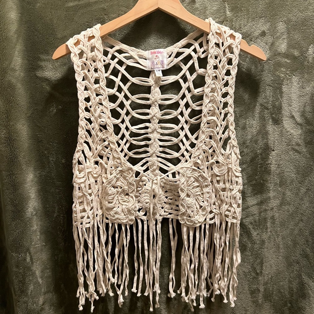 Roommates Cream Cropped Embellished Tank Top